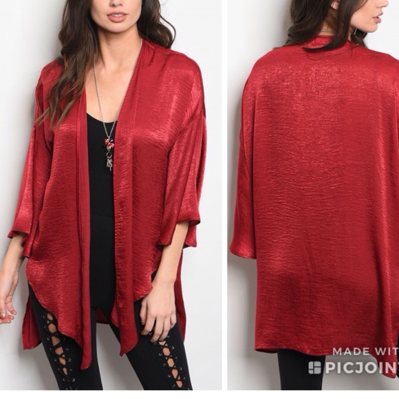 Red Wine Kimono Cardigan in Red Wine - Picture 1 of 6